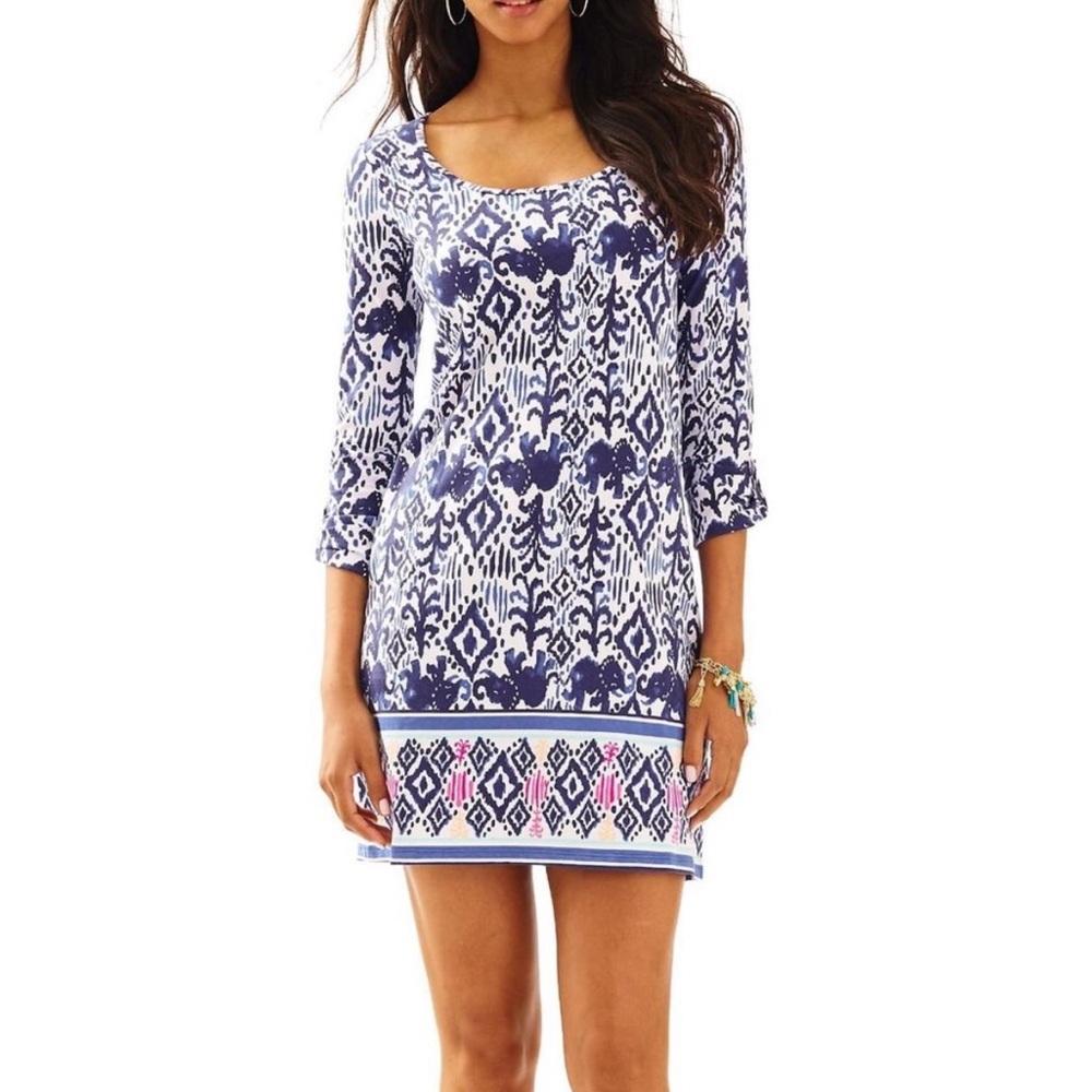 Lilly Pulitzer Ocean Ridge Dress Bright Navy Tons of Fun Engineered Size Large - Picture 1 of 9